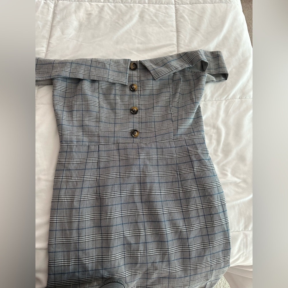 Off the Shoulder Plaid Dress